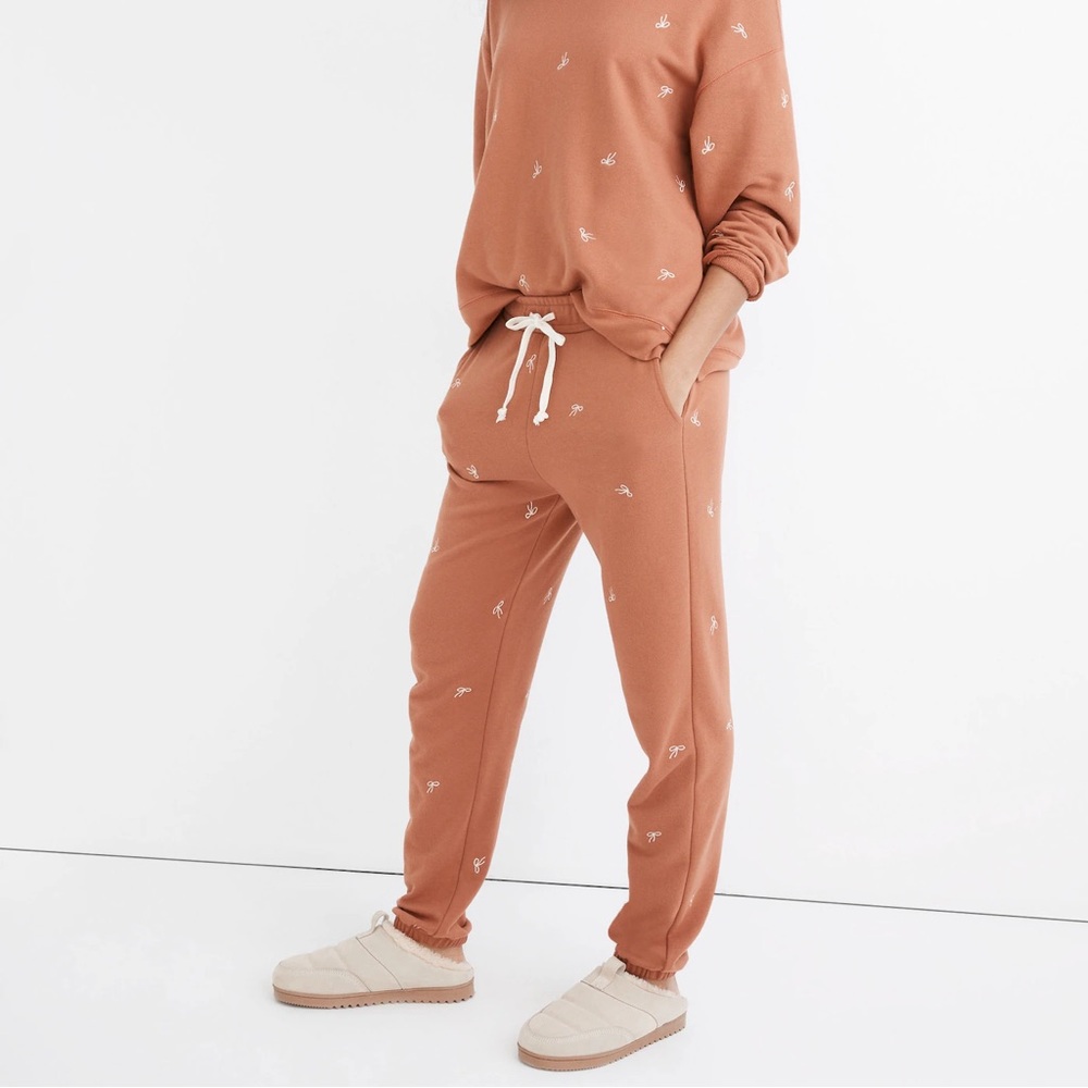 Madewell Bow Embroidered Retro Sweatpants